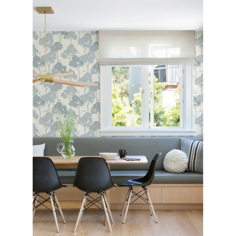 A-Street Prints Lykke Blue Textured Tree Wallpaper