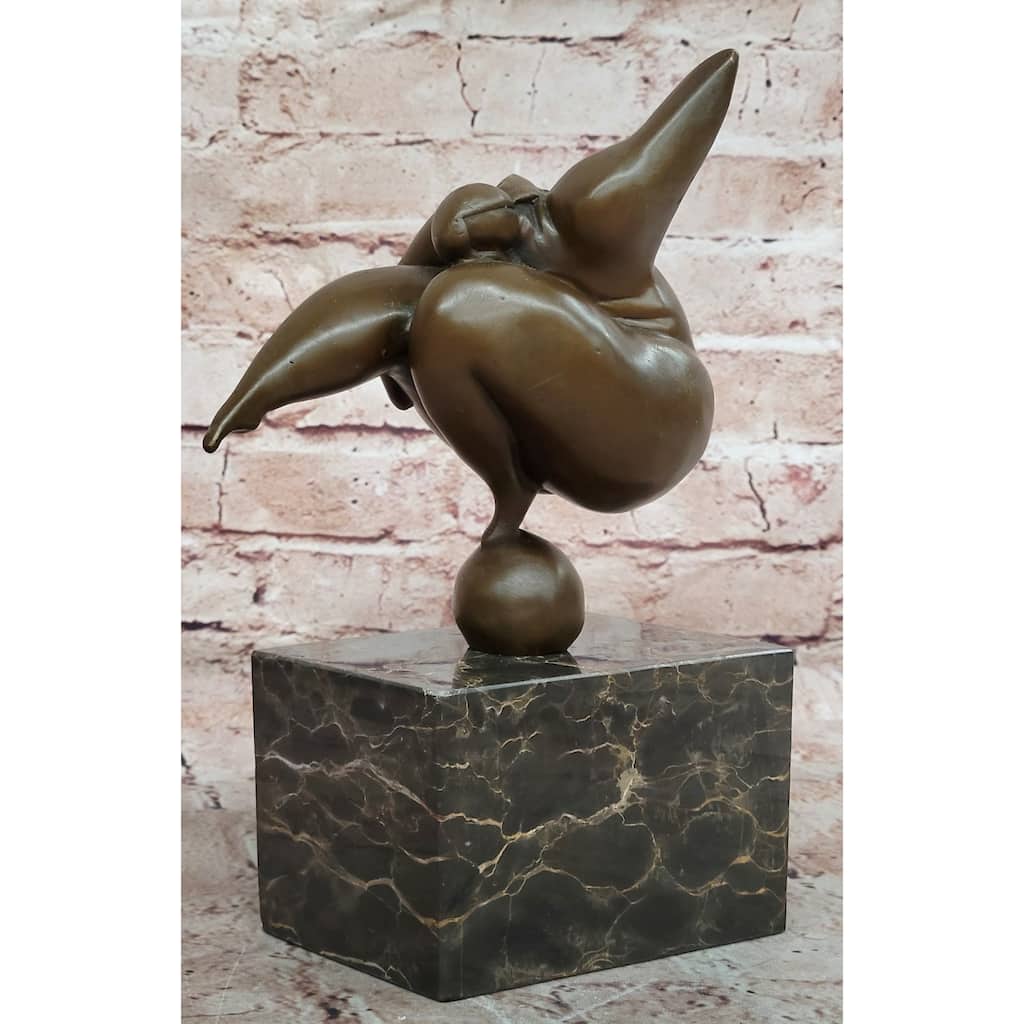 Abstract Curvy Bbw Woman Balancing On Ball Bronze Statue Sculpture Figure 11 Inches X 7 Inches