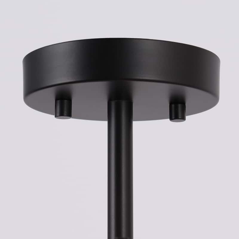 Zenith Modern Farmhouse 4-Light Drum Semi-flush Mount Black Gold Metal Lantern Foyer Kitchen Lights - D 13" x H 13.5"