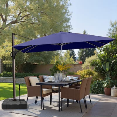 VredHom 9 x 12 FT Outdoor Patio Cantilever-Offset Umbrella with Wheel Rod Base
