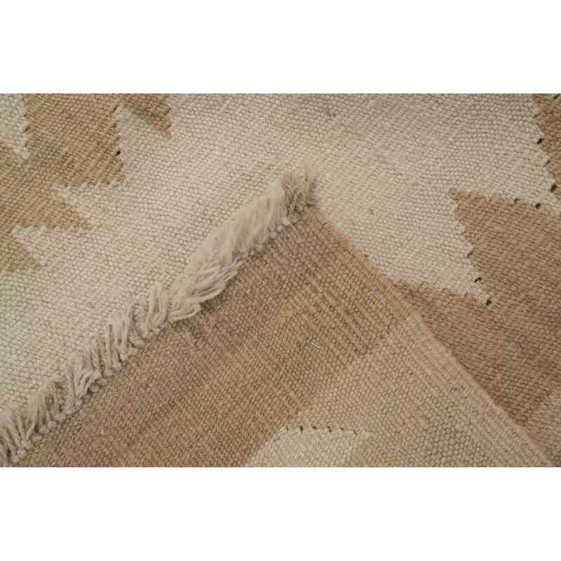 Hand Woven Southwestern Wool Beige Geometric Area Rug - 11' 9'' X 9' 1''