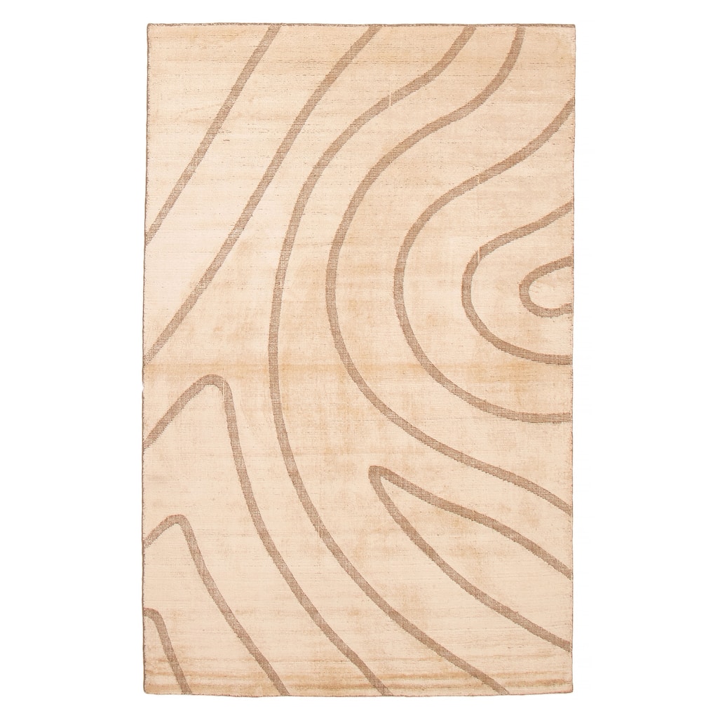 ECARPETGALLERY Hand-knotted Tangier Ivory Viscose, Wool Rug - 5'0 x 7'11