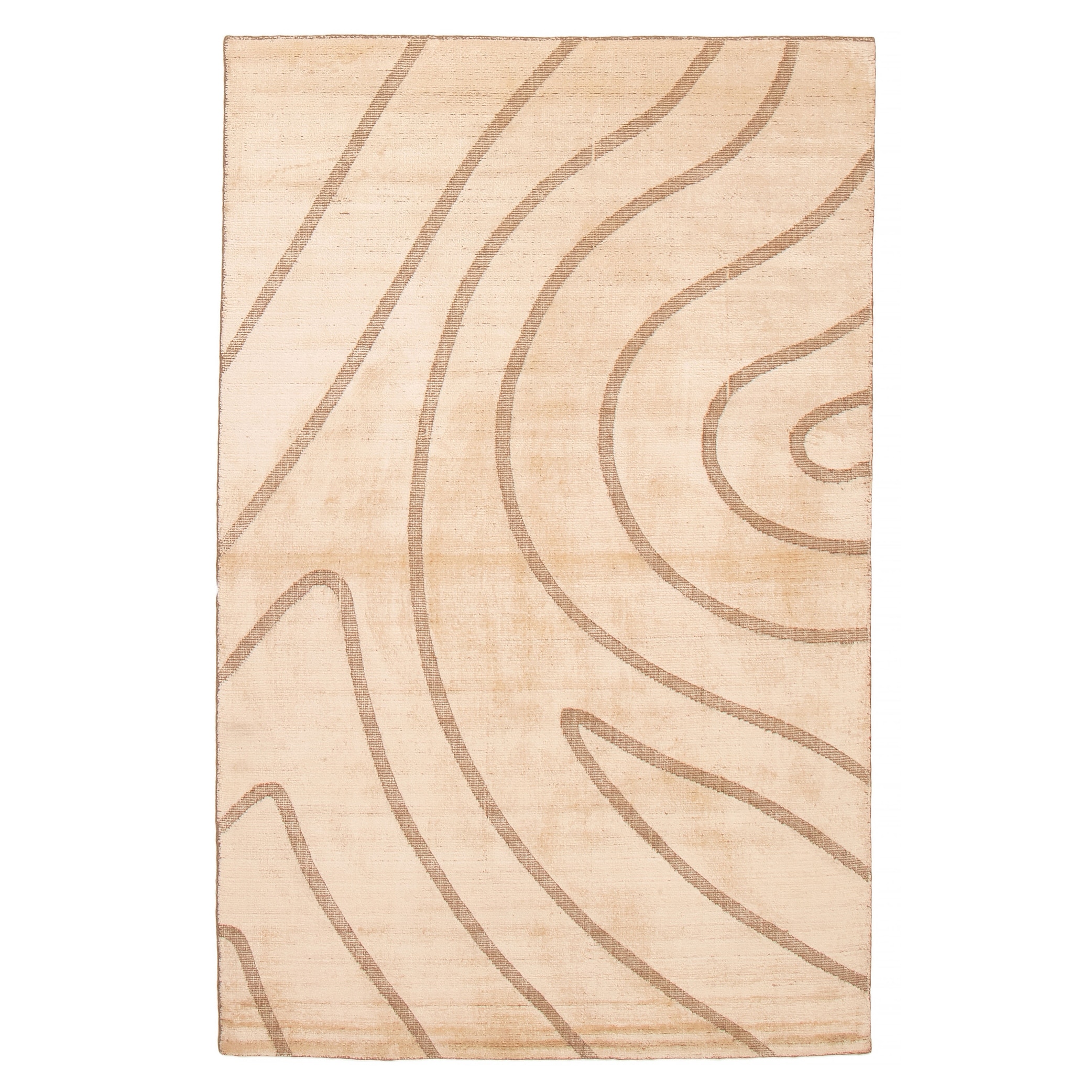 ECARPETGALLERY Hand-knotted Tangier Ivory Viscose, Wool Rug - 5'0 x 7'11
