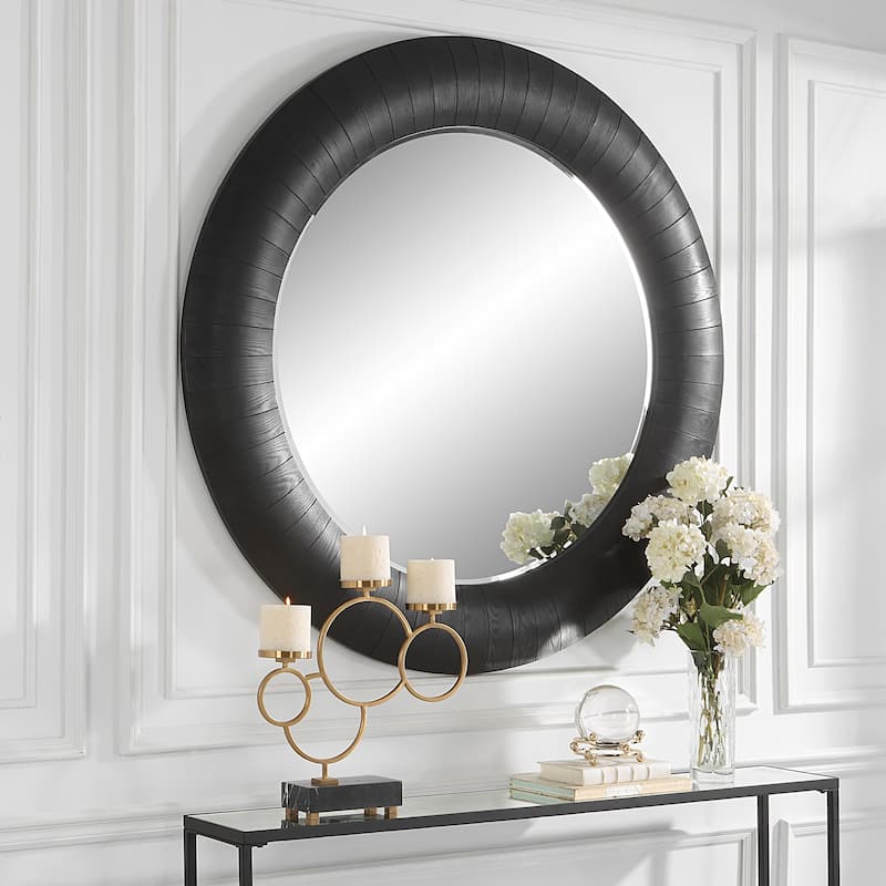 Uttermost Stockade Dark Round Mirror - 55.875" dia