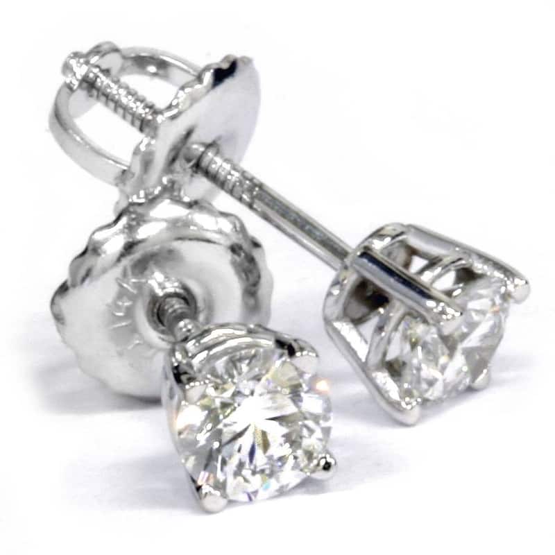 3/4ct Diamond Studs Screw Back White Gold