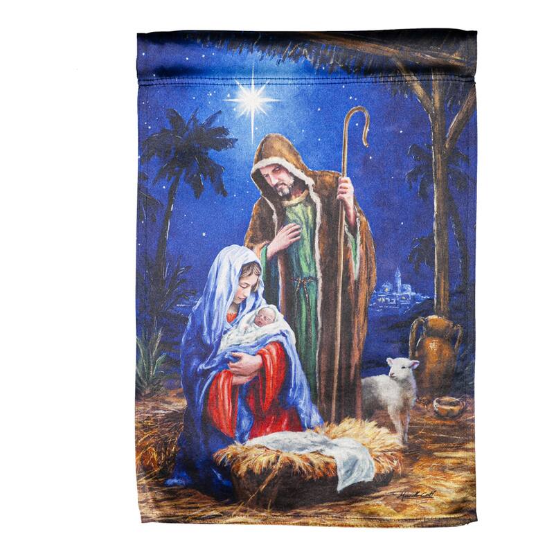 29 in. x 43 in. Holy Night Nativity Lustre House Flag - Multicolor - 29 in x 43 in