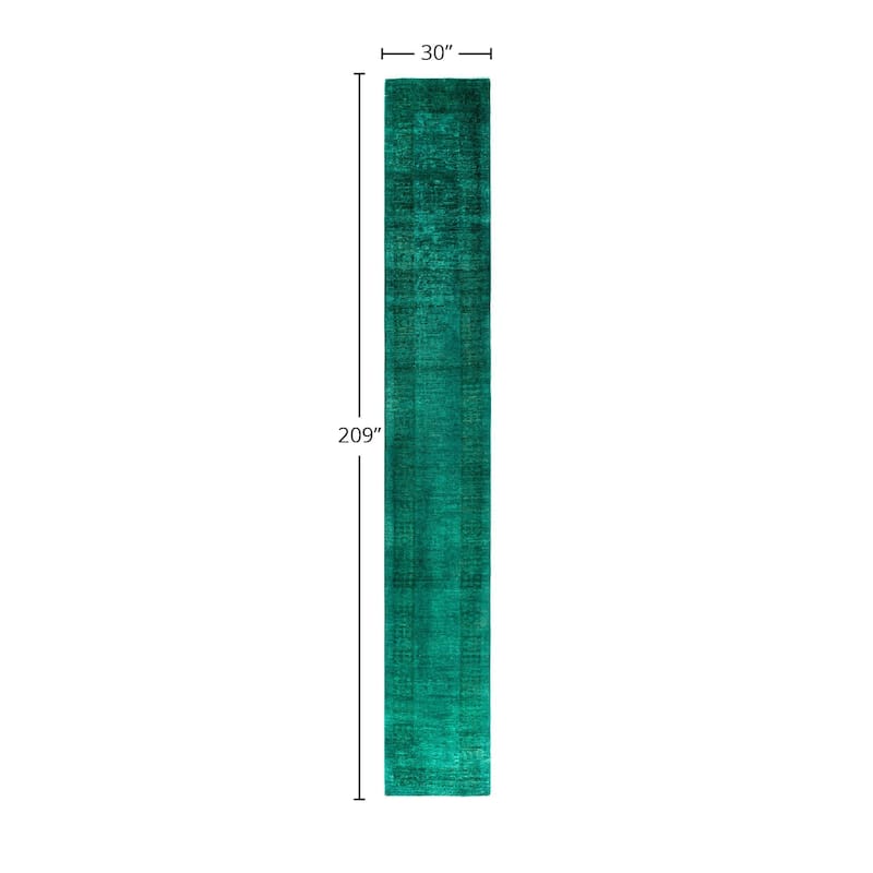 Contemporary Overdyed Wool Hand Knotted Runner - 2' 6" x 17' 5"