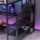 preview thumbnail 5 of 5, Metal Queen Size Loft Bed with Wardrobe and LED Light, L Shaped Desk and USB