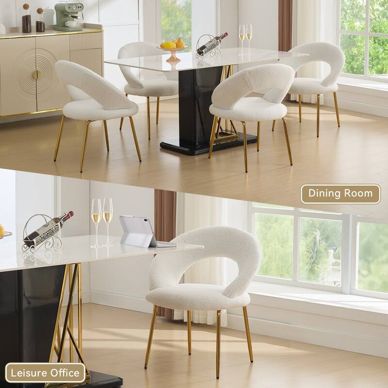 Teddy cloth dining chair with metal legs