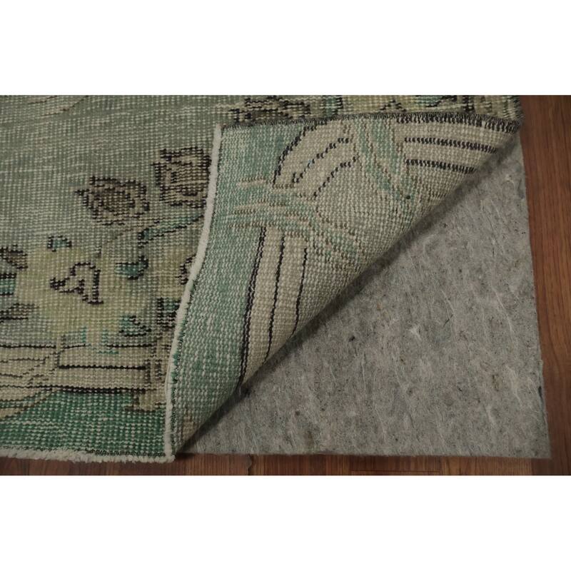 Hand Knotted Oriental 100% Wool Carpet Transitional Floral Green Anatolian Area Rug - 9' 5'' X 5' 6''