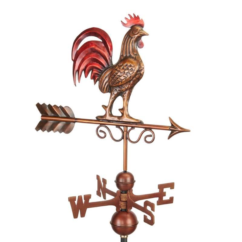 Bantam Red Rooster Weathervane - Pure Copper Hand Finished Multi-Color Patina by Good Directions