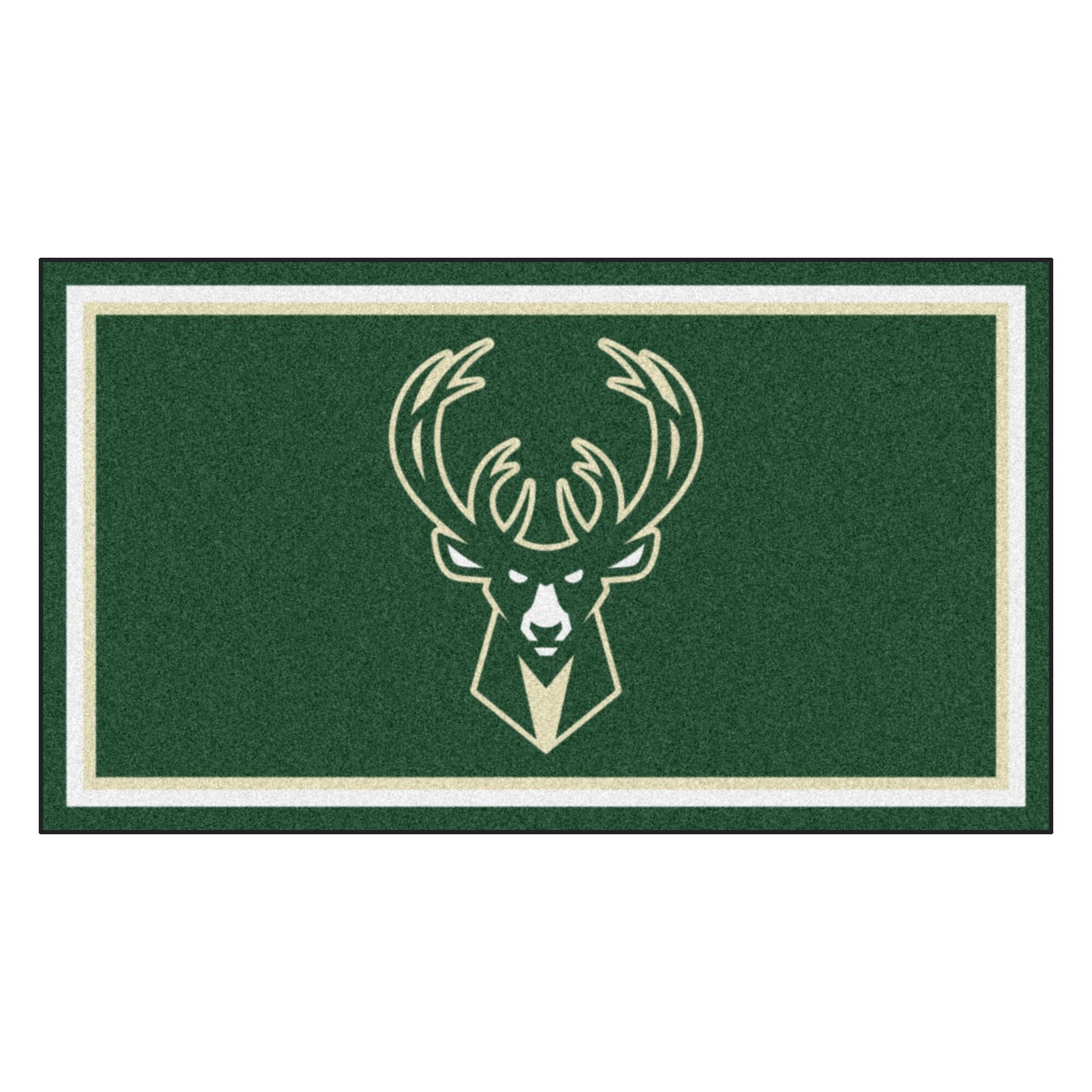 Shop 3 X 5 Green And White Nba Milwaukee Bucks Rectangular Plush
