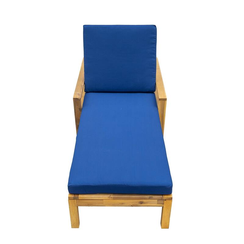 Wood Adjustable Backrest Outdoor Lounge Chair, Suitable for Gardens, Terraces, and Poolside Areas