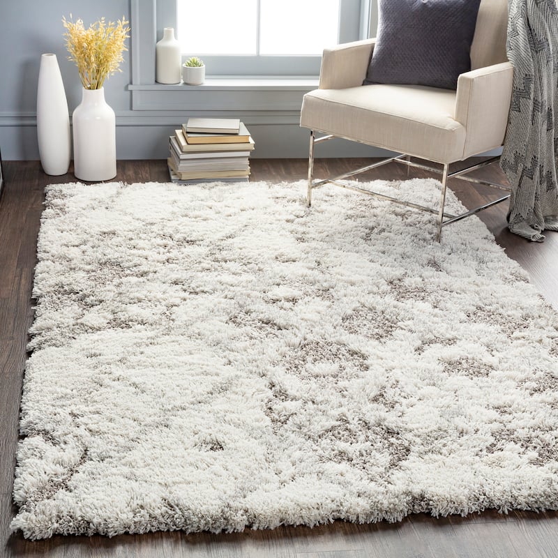 Livabliss Chace Distressed Trellis Shag Area Rug - 5'3" x 7' - Medium Grey - Rectangle