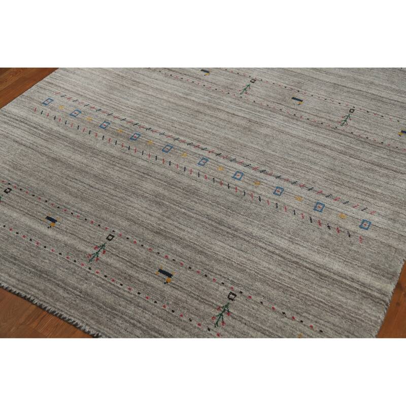 Oriental Grey Gabbeh Indian Area Rug Handmade Wool Carpet - 5'1" x 7'8"
