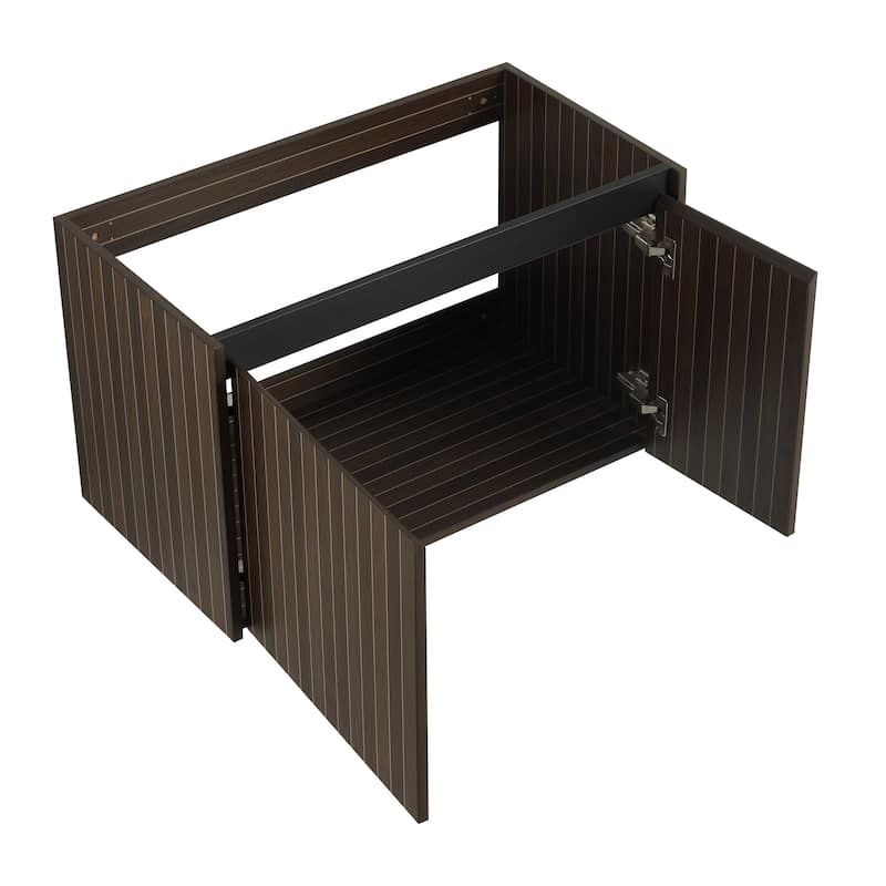 24"/30" Floating Bathroom Vanity with Sink, Mini Wall Mounted Bathroom Vanity with Soft Close Door