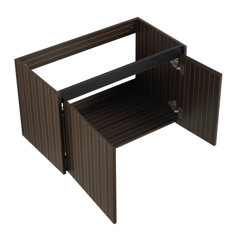 30 Inch Bathroom Vanity Cabinet with Soft Close Hinges, Resin Sink, Floating Mounting, and Ample Storage