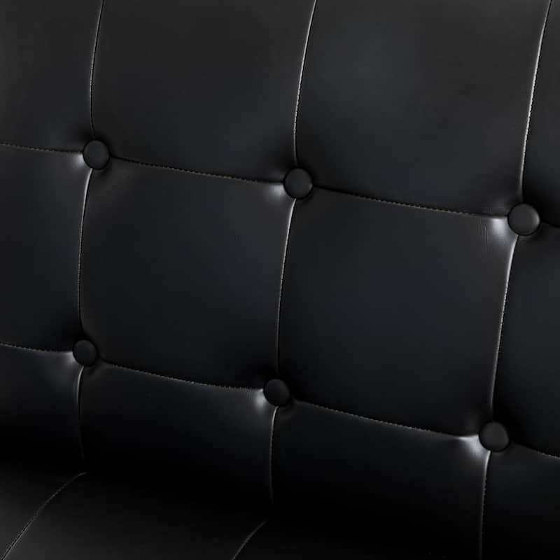 Glitzhome 29.50"W Mid-Century PU Leather Tufted Accent Chair - 29.5"W x 30.5"H x 29.25"D