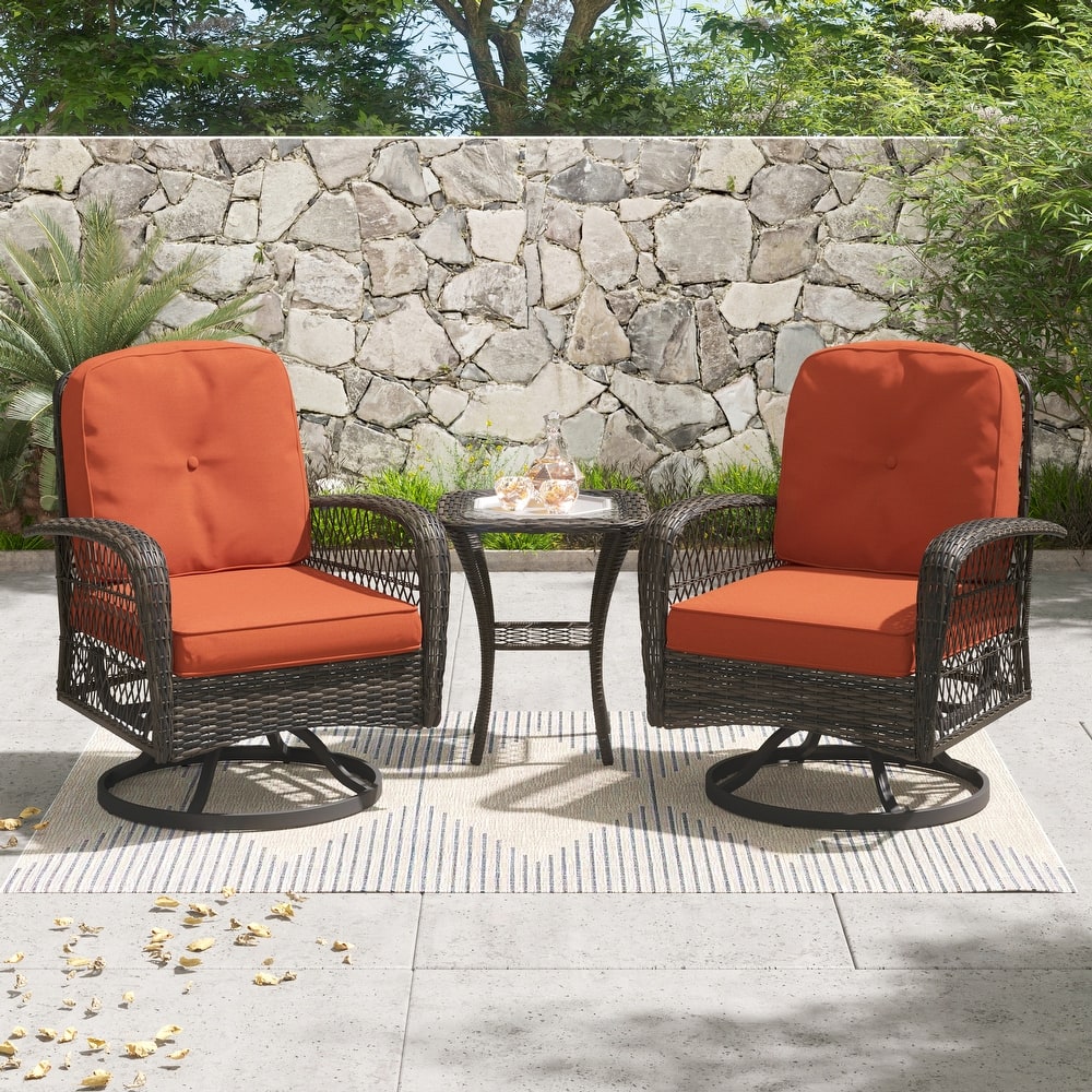 Corvus Livorno Outdoor 3-piece Steel Wicker Swivel Chat Set
