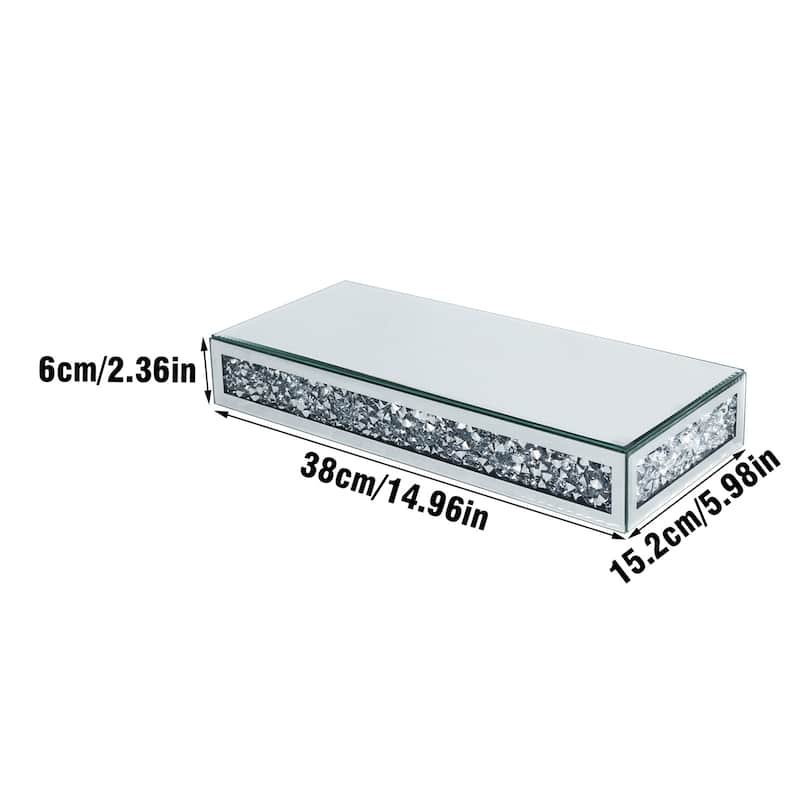 Mirrored Wall Floating Shelf with Crushed Diamonds Inlaid Storage Shelving Unit