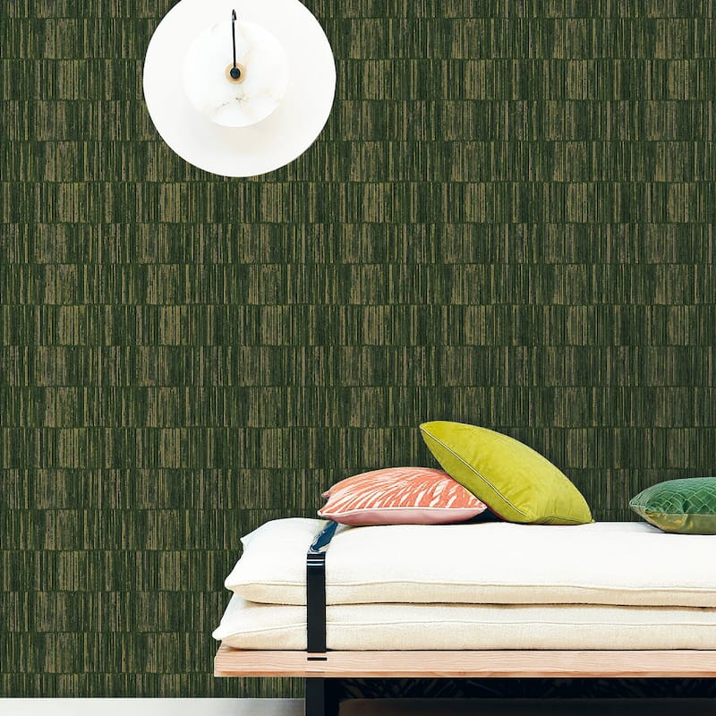 Galerie Wallcoverings Boutique Bamboo Stripe Non-woven Shimmery Wallpaper Roll