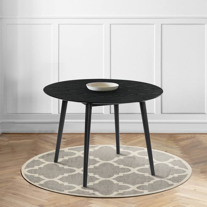 Round Dining Table 42 Inch - Black Wood Table, Scandinavian Style, Modern Dining Room Table, Cozy Meals