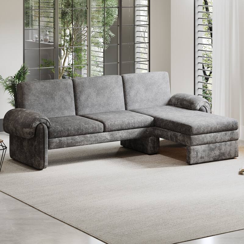 Modern L Shaped Sofa Bed with Adjustable Backrest and Reversible Chaise and High Legs for Small Space Living Room - Gray