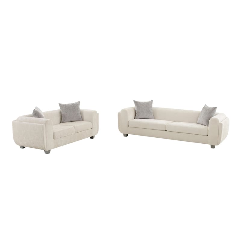 Pasargad Home Bergamo Ivory Sofa with 2 Pillows Included