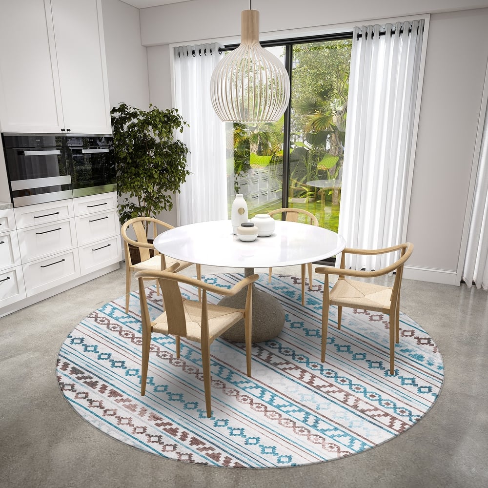 Indoor/ Outdoor Addison Yuma Southwest Striped Washable Area Rug