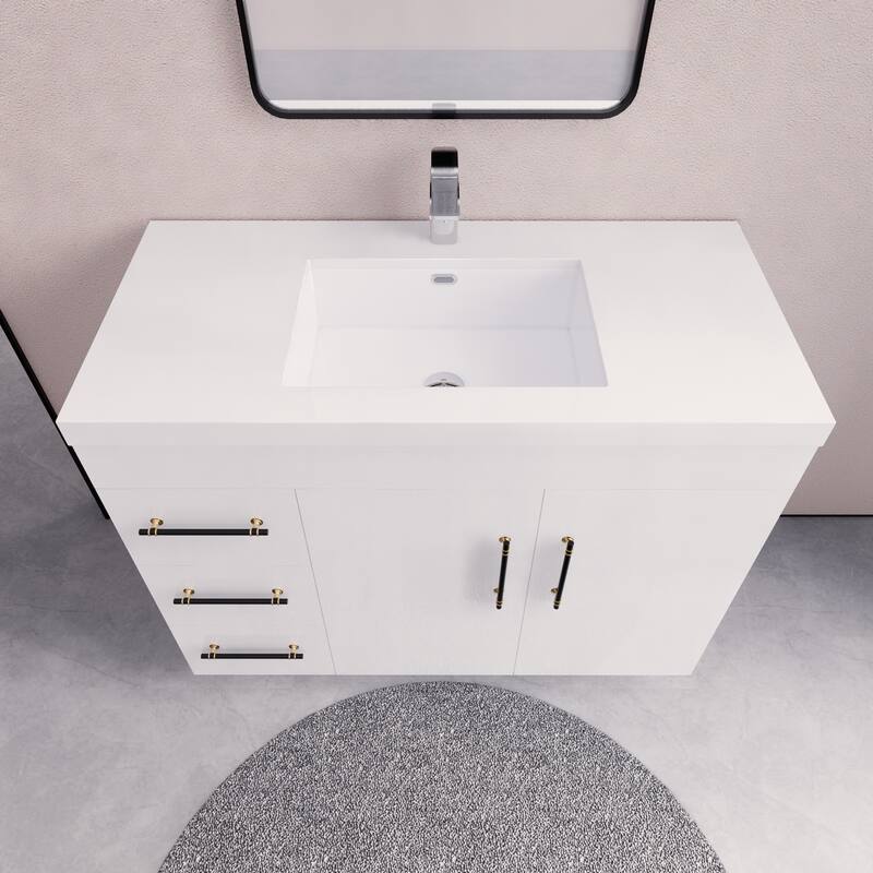 Eliza 42'' Freestanding Vanity (Left Drawers) with Single Sink