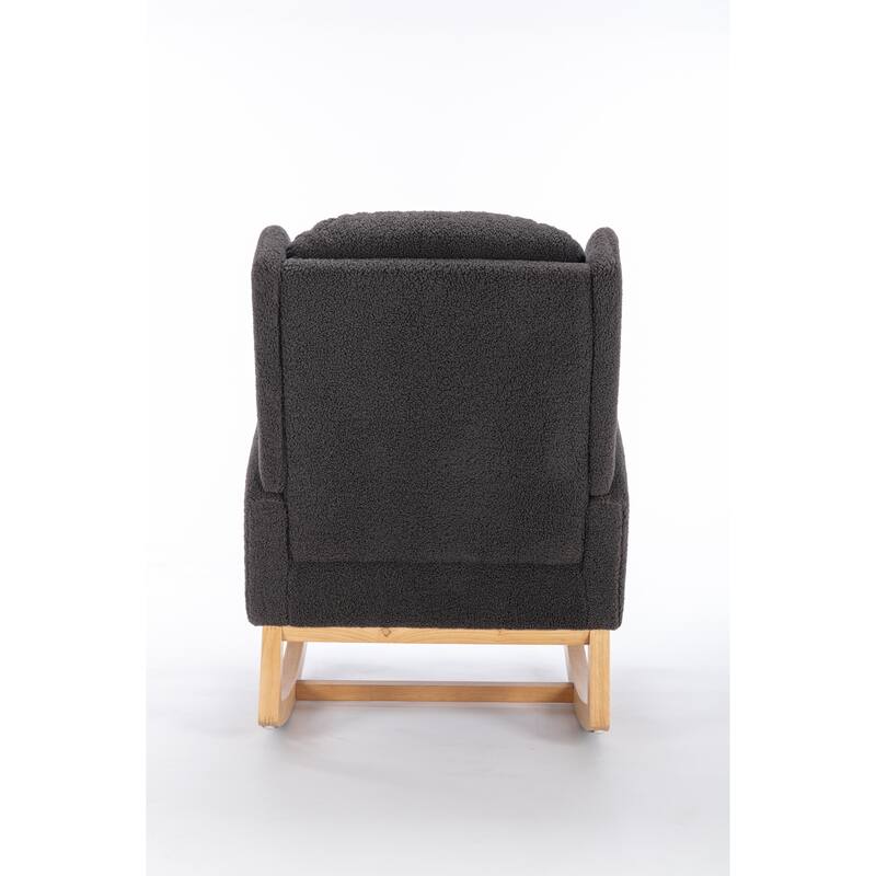 Dark Gray 38" High Back Rocking Chair with Pocket