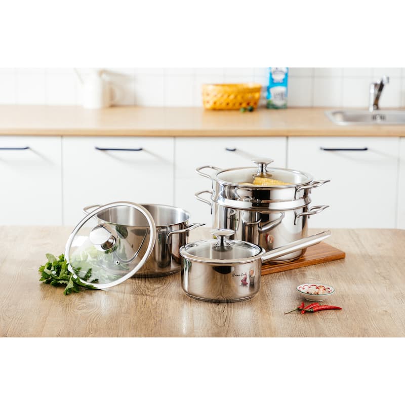 Prime Cook Stainless Steel Saucepan with Lid 2 QUART (3 sizes) - 2 Quart