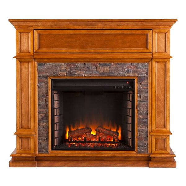 52 Brown and Gray Rectangular Contemporary Electric Fireplace - Bed Bath u0026  Beyond - 31771506
