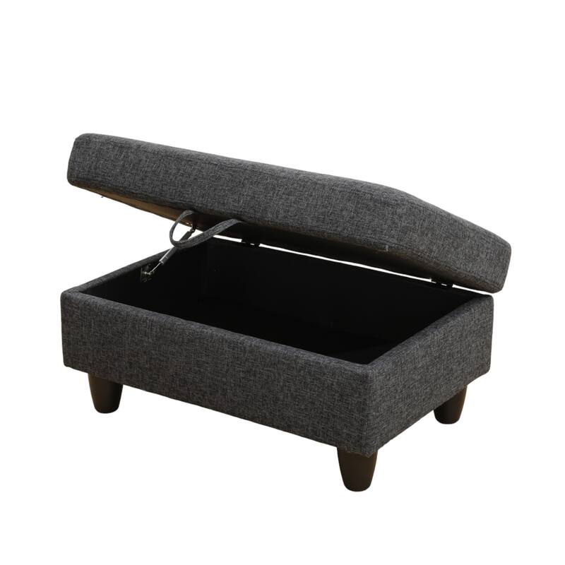 KISRAIS 34" Wide Upholstered Storage Ottoman
