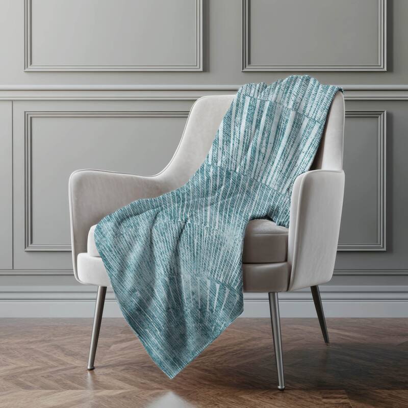 Premium Machine Washable Modern Sun Sherpa Throw Blanket - Teal - 4'2" x 5'10"
