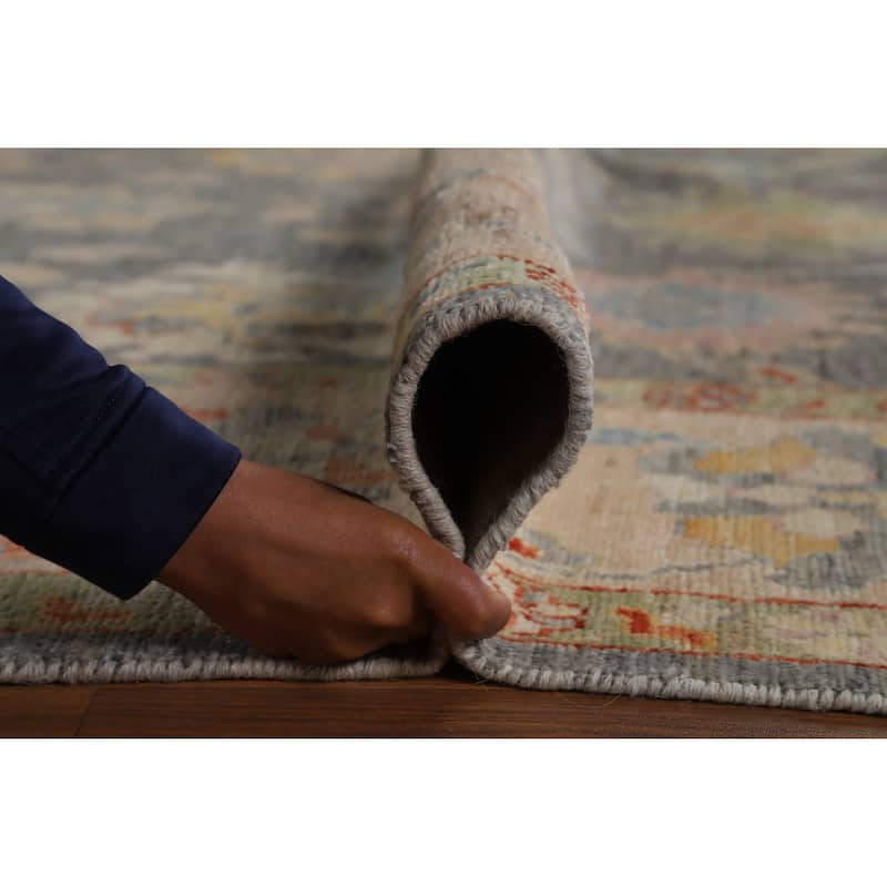 Hand Knotted Oriental 100% Wool Carpet Transitional All-Over Greys & Charcoal Oushak Area Rug - 9' 10'' X 8' 0''