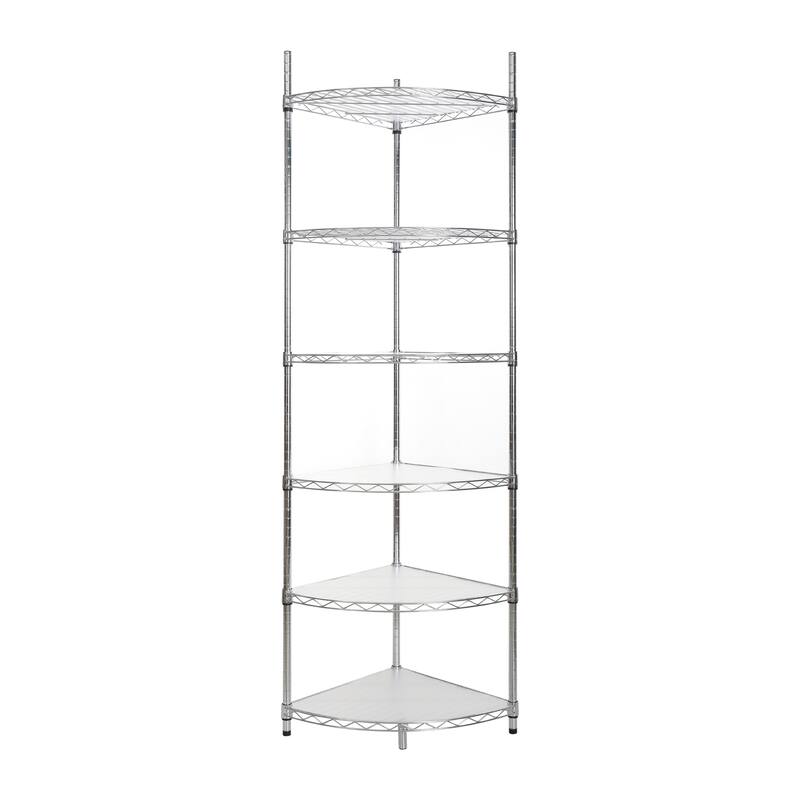 6-Tier Adjustable Metal Heavy Duty Corner Wire Shelf Rack