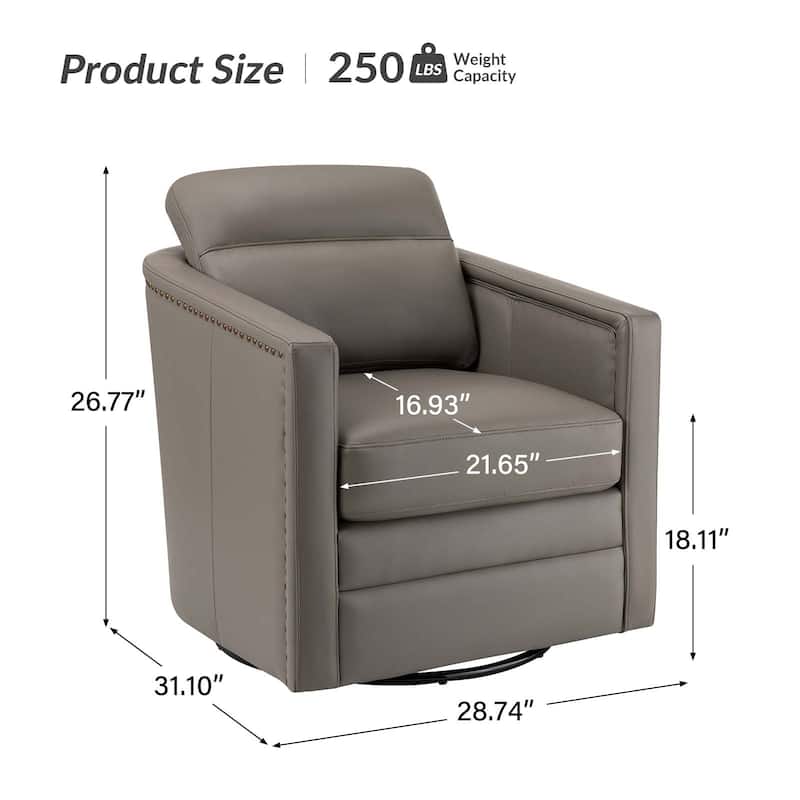 Jorge 28.74" Wide Genuine Leather Swivel Chair with Arms