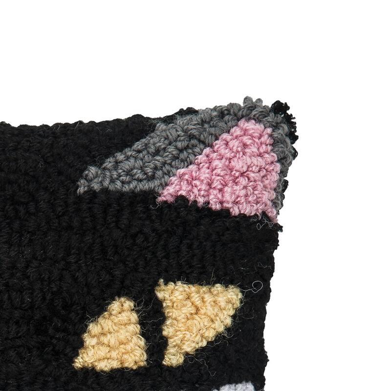 Spooky Cat Face Halloween Hooked Pillow
