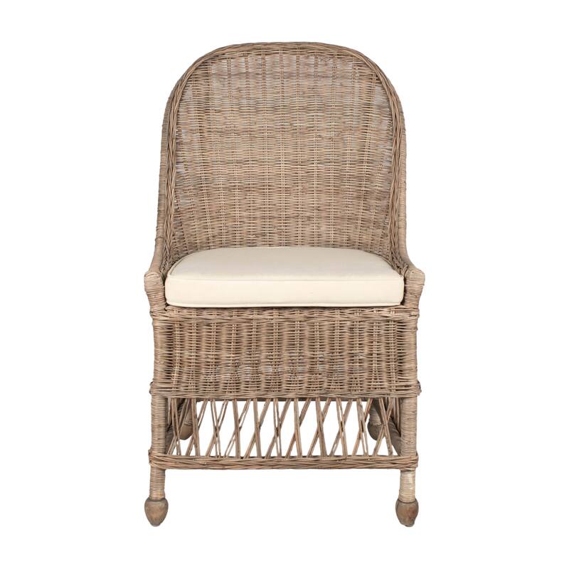 Natural Rattan Cushioned Dining Accent Chair by East at Main