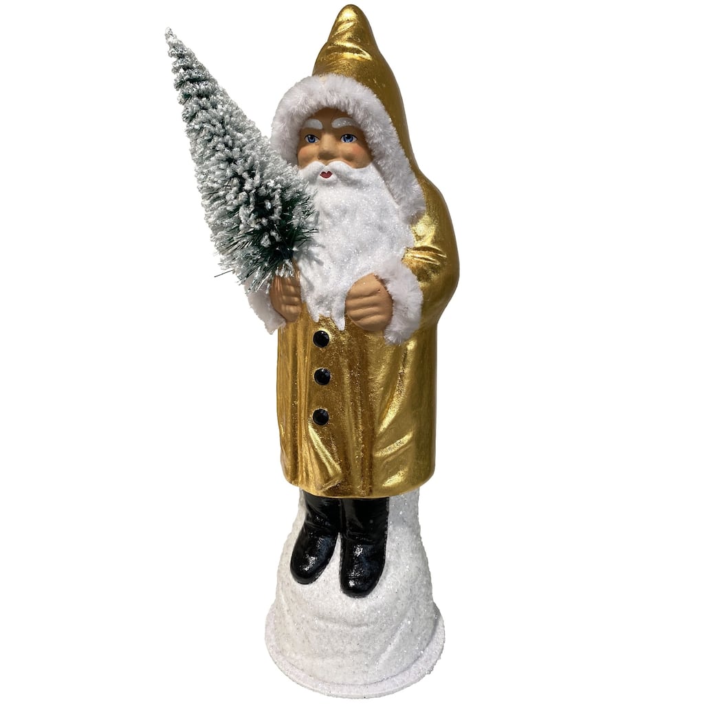 10.5" Schaller 24K Gold Leaf Santa Paper Mache Christmas Candy Container