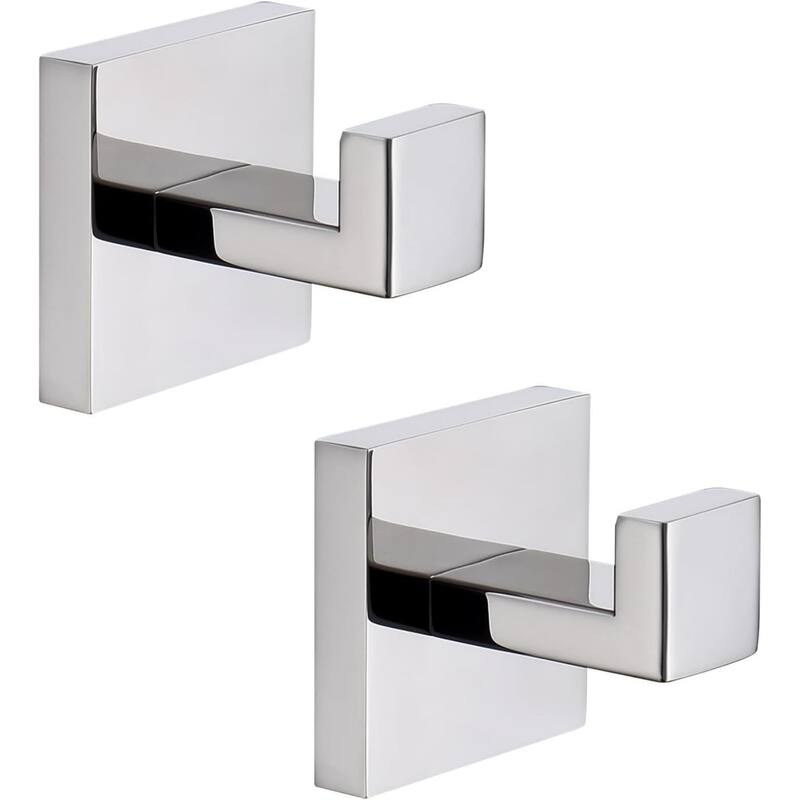 2 Pack Stainless Steel Wall Mounted Towel, Robe, Coat Hooks, Heavy Duty Wall Hooks for Bathroom and Kitchen. - White