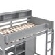 preview thumbnail 10 of 24, Wood Twin Size Loft Kids Bed Frame with Multiple Storage Shelves, Wardrobe, and Built-in Desk, Safety Guaranteed, Grey