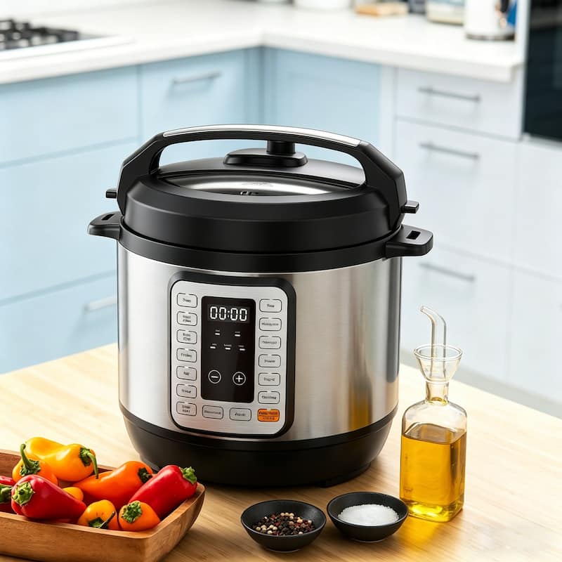 Electric Pressure Cooker, Upgraded 6 Quart/8 Quart 12-in-1 Multicooker, Stainless Steel Slow Cooker, Rice Cooker, Steamer, Sauté - Silver - 8 Quart