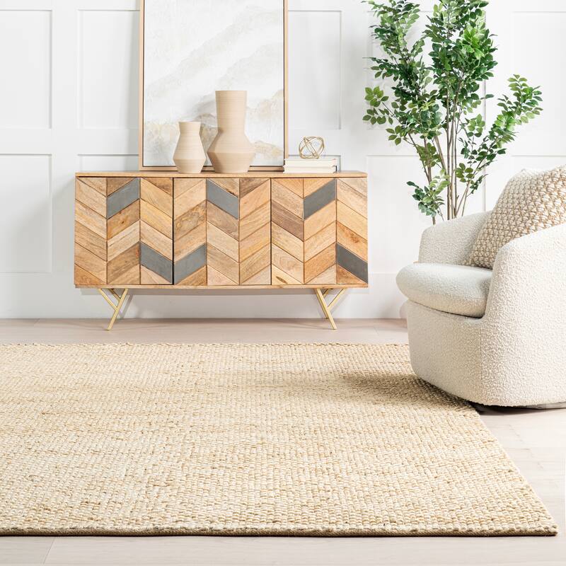Home Conservatory Textured Handwoven Jute Area Rug