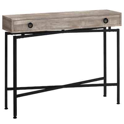 43 Inch Modern Console Table Wood Veneer Top with Drawer and Black Steel Base for Entry Hall - 42.5”L x 12”W x 32.5”H