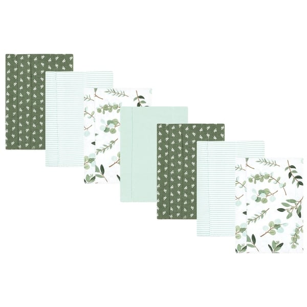 slide 1 of 1, Hudson Baby Infant Girl Cotton Flannel Burp Cloths, Eucalyptus 7-Pack, One Size - Eucalyptus 7-Pack - One Size One Size - Eucalyptus 7-Pack