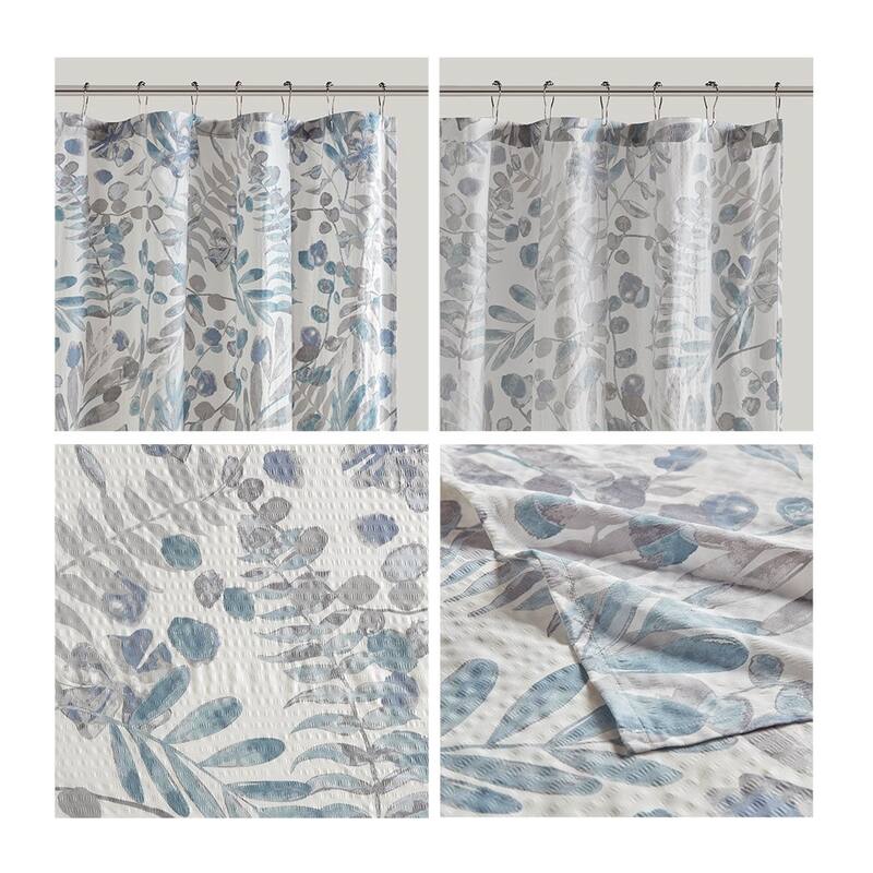 Printed Seersucker Shower Curtain
