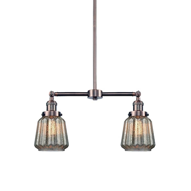 Innovations Lighting Chatham 2 Light 21" Wide Linear Chandelier - Antique Copper / Mercury Plated