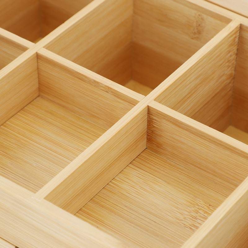 MegaChef 13 x 8 Inch Bamboo Tea Box Organizer with Acrylic Top Window